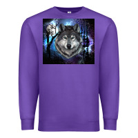 Purple wolf and full moon Premium Sweatshirt - RanaPortraitStore