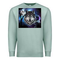 Seafoam wolf and full moon Premium Sweatshirt - RanaPortraitStore