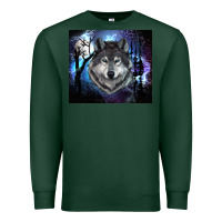 Sports Green wolf and full moon Premium Sweatshirt - RanaPortraitStore
