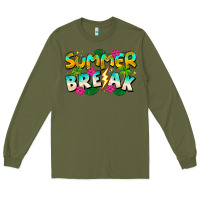 Army Green Summer Break Long Sleeve Tee - CowhideDigitalArt