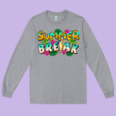 Summer Break Long Sleeve Tee Designed By Cowhidedigitalart