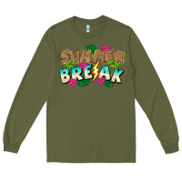 Army Green Summer Break Long Sleeve Tee - CowhideDigitalArt