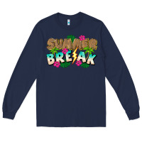 Navy Summer Break Long Sleeve Tee - CowhideDigitalArt