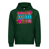 Forest Green xoxo valentine's day pink roses and hearts Urban Hoodie - Jasminsmagicworld
