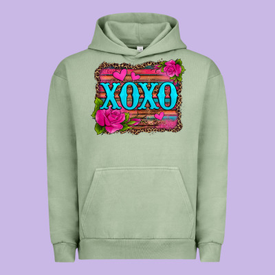 Xoxo Valentine's Day Pink Roses And Hearts Urban Hoodie Designed By Jasminsmagicworld