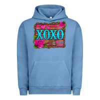 Pigment Pebble Blue xoxo valentine's day pink roses and hearts Urban Hoodie - Jasminsmagicworld