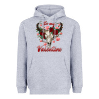 Heather Grey be my valentine bull skull Heavyweight Hoodie - RanaPortraitStore