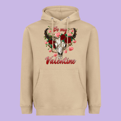 Be My Valentine Bull Skull Heavyweight Hoodie Designed By Ranaportraitstore