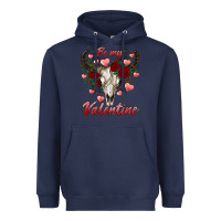 Navy be my valentine bull skull Heavyweight Hoodie - RanaPortraitStore
