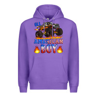 Purple all american boy monster truck Premium Hoodie - Artiststas