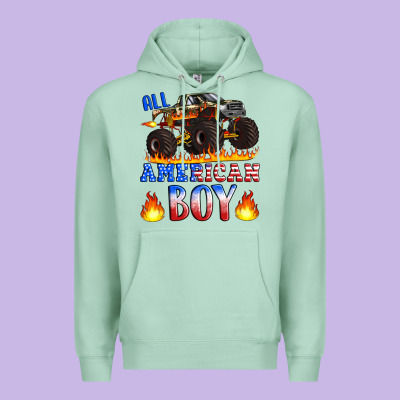 All American Boy Monster Truck Premium Hoodie Designed By Artiststas