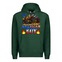 Sports Green all american boy monster truck Premium Hoodie - Artiststas
