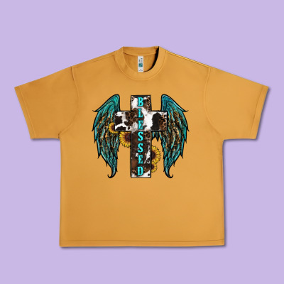 Western Wings Cross Blessed Urban Heavy Tee Designed By Ranaportraitstore