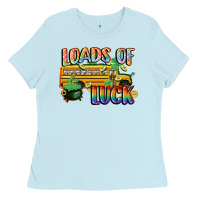 Baby Blue Loads of luck with school bus St. Patrick's Day Ladies Tee - FaDigitalArtStudio