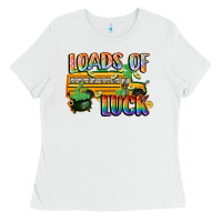 White Loads of luck with school bus St. Patrick's Day Ladies Tee - FaDigitalArtStudio