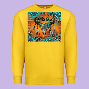 Wild Soul Boho Bull Skull Premium Sweatshirt Designed By Ranaportraitstore