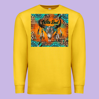 Wild Soul Boho Bull Skull Premium Sweatshirt Designed By Ranaportraitstore