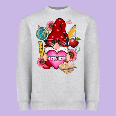 Valentines Day Teacher Gnome Heavyweight Sweatshirt Designed By Ranaportraitstore