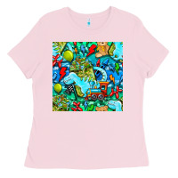 Bubblegum Pink boy child coffee cup and teddy bear with thunderbolts and camouflage s Ladies Tee - BundleAndBundleShop