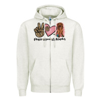 Oatmeal Heather peace love labrador Zipper Hoodie - JahusDesignShop