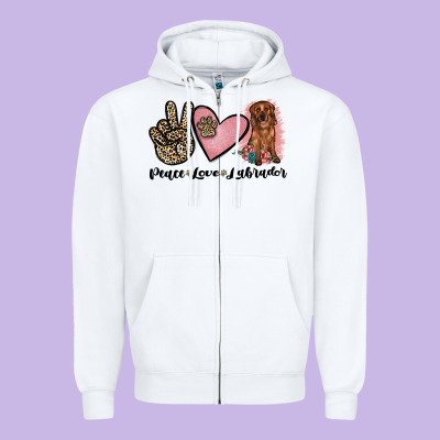 Peace Love Labrador Zipper Hoodie Designed By Jahusdesignshop