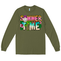 Army Green Summer Time Long Sleeve Tee - CowhideDigitalArt