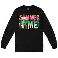 Black Summer Time Long Sleeve Tee - CowhideDigitalArt