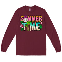 Burgundy Summer Time Long Sleeve Tee - CowhideDigitalArt