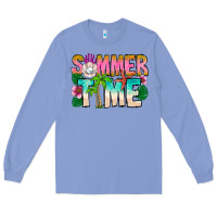 Colony Blue Summer Time Long Sleeve Tee - CowhideDigitalArt