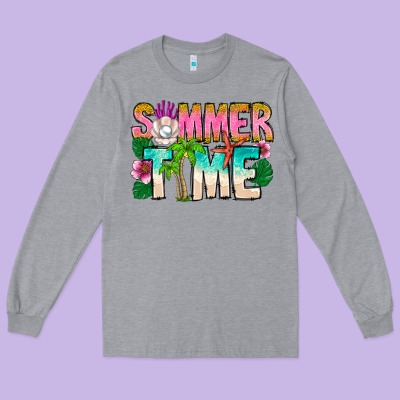 Summer Time Long Sleeve Tee Designed By Cowhidedigitalart
