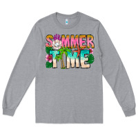 Heather Grey Summer Time Long Sleeve Tee - CowhideDigitalArt