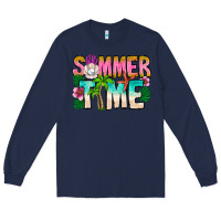Navy Summer Time Long Sleeve Tee - CowhideDigitalArt