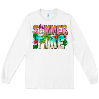 White Summer Time Long Sleeve Tee - CowhideDigitalArt