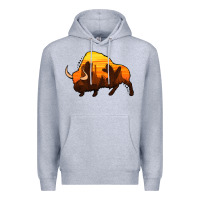 Heather Grey western bison Premium Hoodie - Jasminsmagicworld