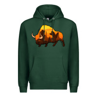 Sports Green western bison Premium Hoodie - Jasminsmagicworld