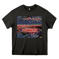 Asphalt American flag stitches Heavy Core Tee - CowGirlArtShop