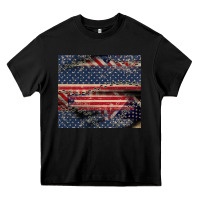 Black American flag stitches Heavy Core Tee - CowGirlArtShop
