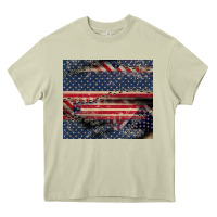 Mossy American flag stitches Heavy Core Tee - CowGirlArtShop