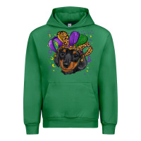 Emerald mardi gras hat dachshund puppy Urban Hoodie - RanaPortraitStore
