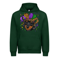 Forest Green mardi gras hat dachshund puppy Urban Hoodie - RanaPortraitStore