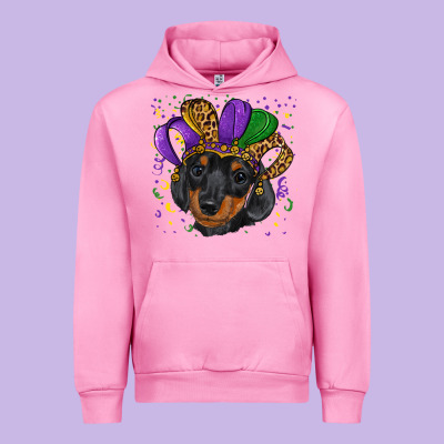 Mardi Gras Hat Dachshund Puppy Urban Hoodie Designed By Ranaportraitstore