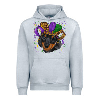 Heather Grey mardi gras hat dachshund puppy Urban Hoodie - RanaPortraitStore