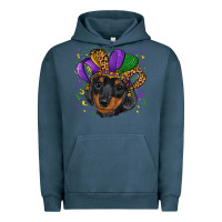 Pigment Midnight Navy mardi gras hat dachshund puppy Urban Hoodie - RanaPortraitStore