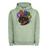 Pigment Oil Green mardi gras hat dachshund puppy Urban Hoodie - RanaPortraitStore