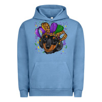 Pigment Pebble Blue mardi gras hat dachshund puppy Urban Hoodie - RanaPortraitStore