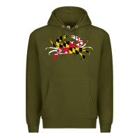 Army Green Maryland Crab State Pride Flag Premium Hoodie - maiPhamDesign
