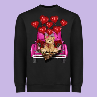 Valentines Day Tedybear Truck Heavyweight Sweatshirt Designed By Ranaportraitstore