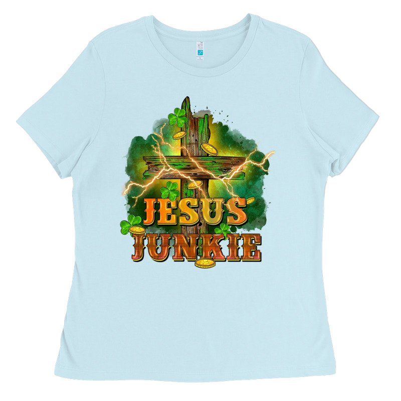 Jesus Junkie St. Patricks Day Ladies Tee by FaDigitalArtStudio | Teevron