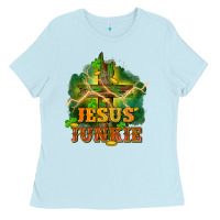 Baby Blue Jesus junkie St. Patricks Day Ladies Tee - FaDigitalArtStudio