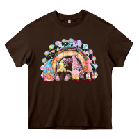 Chocolate Brown Easter Day rainbow gnomes Heavy Core Tee - CowGirlArtShop